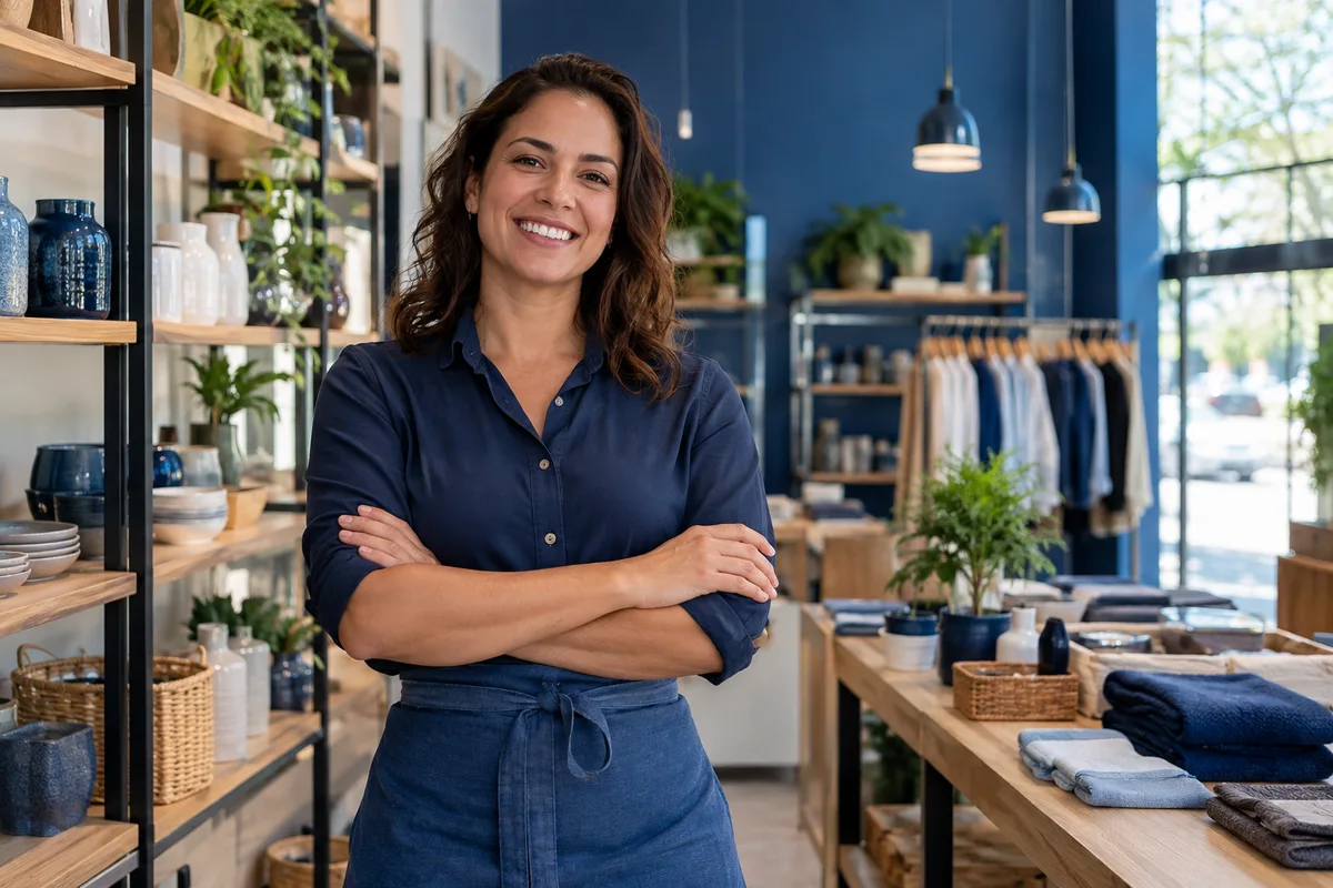 Pessoa empreendedora em seu estabelecimento comercial